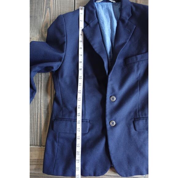 Nordstrom Blazer Boys 12 Navy Wool Plaid Lined Suit Jacket Coat Preppy Heritage - Picture 8 of 14